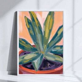 Poster Planta de Casa em Vaso Botânica Moderna Verde Aqua