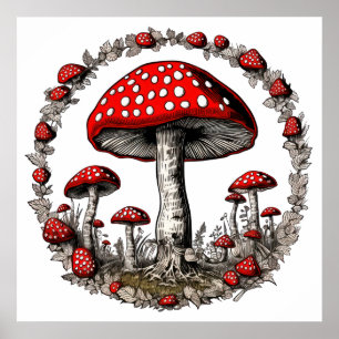 Poster Planta de fungos agáricos para cogumelos