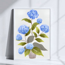 Planta de Hortênsia Azul | Aquarela Floral Bonita