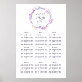 Poster Planta de mesa de casamentos de cor d'água de pena