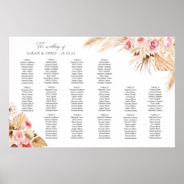 Poster Planta de mesas: Sólido de Casamento Boho Floral