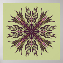 Poster Planta do Olho Psicodélico - Mandala Botânica Surr