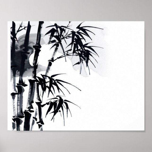 Poster Planta minimalista japonesa de bambu. (Frente)