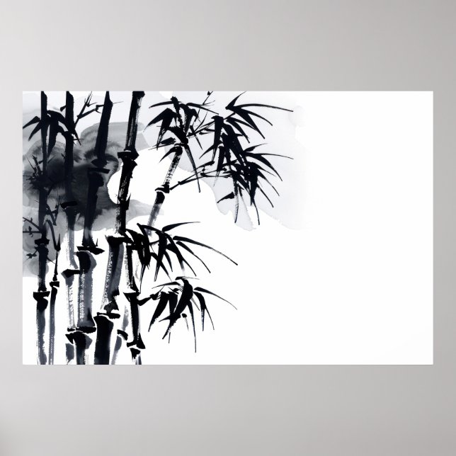 Poster Planta minimalista japonesa de bambu. (Frente)