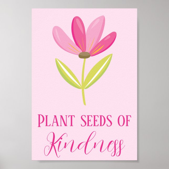 Poster Planta Sementes de Bondade Floral Rosa Rosa (Frente)