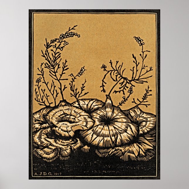 Poster Plantas Brilhantes - Elegância Botânica Vintage (Frente)