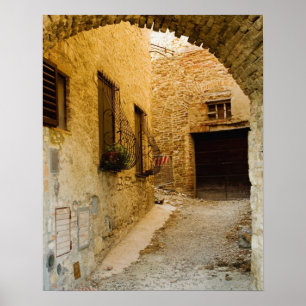 Póster Plantas em umas caixas de janela, San Gimignano,