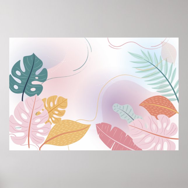 Poster Plantas folhas de papel de parede (Frente)