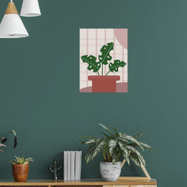 Poster Plantas Monstera Fofas em Design Boêmio Enquadrado