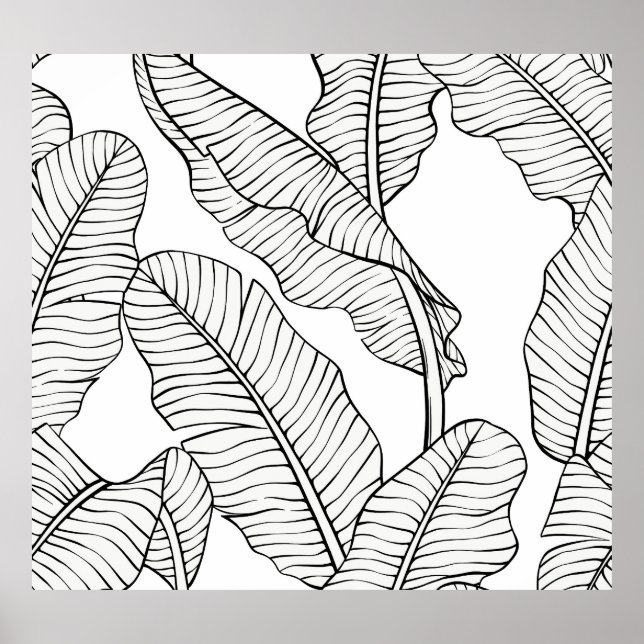 Poster Plantas tropicais, flores, esboço da selva. (Frente)