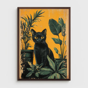 Poster Plantas Vintage Black Cat e Plantas Potáveis
