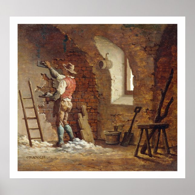 Póster Plasterer, c.1807 (óleo no painel) (Frente)