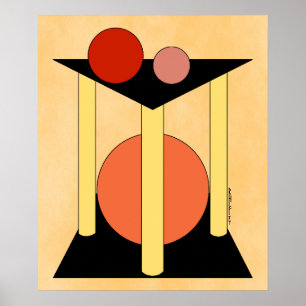 Poster Plataformas, pilares e círculos de abstrato