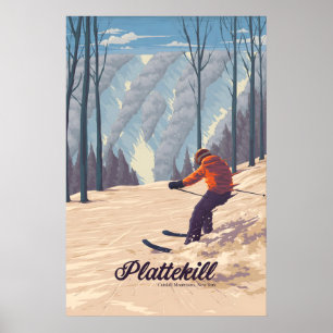 Poster Plattekill Montanhas Catskill NY EUA Estação de Es