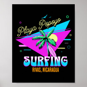 Poster Playa Popoyo Rivas Nicarágua Mapa Artesanía Artesa