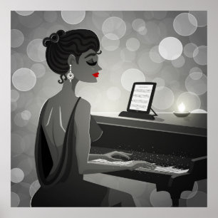 Poster Player de Piano Retroativo