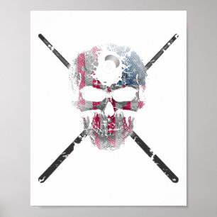 Poster Player de Piscina do American Flag Skull Billiards