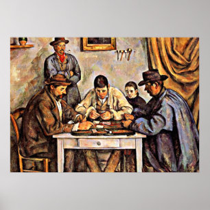 Poster Players de cartões (3), pintura de Paul Cezanne