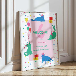 Poster Playful Cats cute Purrfect Birthday Party 