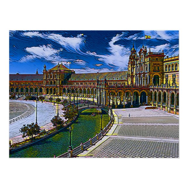 Póster Plaza De Espana - Espanha de Sevilha (Frente)