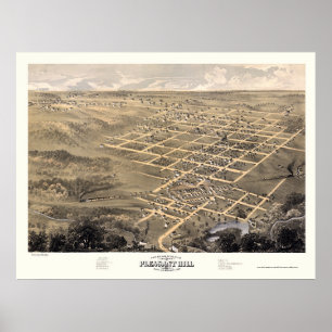 Poster Pleasant Hill, mapa panorâmico do MO - 1869