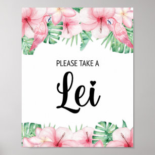 Poster Please Take a Lei Sign Tropical Hawaiian Luau