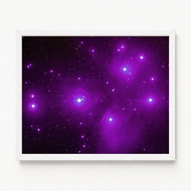 Póster Plêiades em Arte Fotográfica Roxa (Pleiades in Purple Celestial Photo Art Poster)