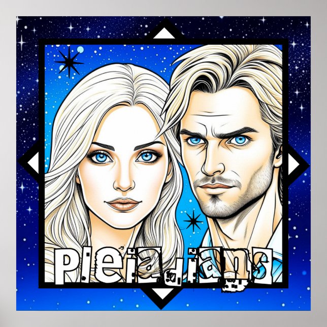 Poster Pleiadians Extra Terrestrians Race com Estrelas (Frente)