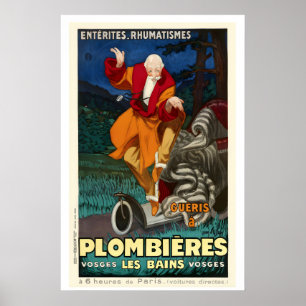 Poster Plombieres les Bains França Cartaz de Viagem Antig