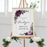 Poster Plum Peonies Chá de panela Sinal de Boas-vindas<br><div class="desc">Bem-vindos aos seus convidados com este lindo Sinal de Boas-vindas! Este design apresenta uma bela fonte de script! Edite facilmente com seu nome,  evento e data! Veja todos os nossos itens correspondentes na coleção Plum Peonies!</div>