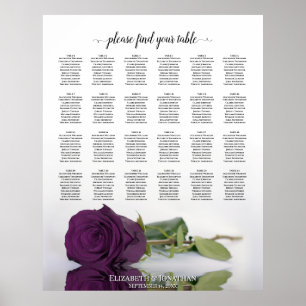 Poster Plum Purple Rosa 24 Gráfico de Casamento de Mesa