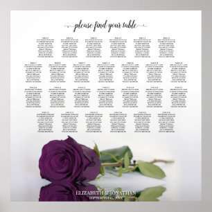 Poster Plum Purple Rosa 26 Gráfico de Casamento de Mesa
