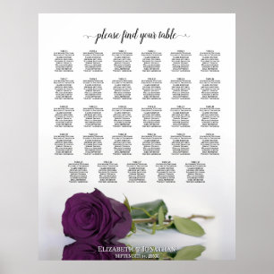Poster Plum Purple Rosa 29 Gráfico de Casamento de Mesa