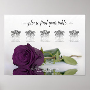 Poster Plum Purple Rosa 5 Gráfico de Casamento de Mesa