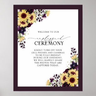 Poster Plum Purple Sunflower Watercolor (Plum Purple Plum