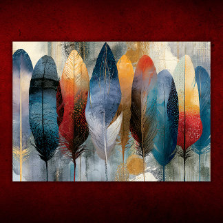 Poster Pluma Boho Colorida
