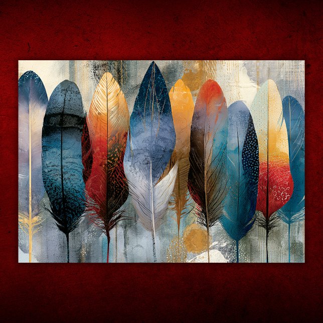 Poster Pluma Boho Colorida (Colorful Boho Feather Poster)