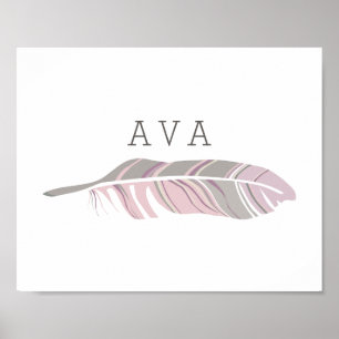 Poster Pluma Rústica Arte de Parede Personalizada com N