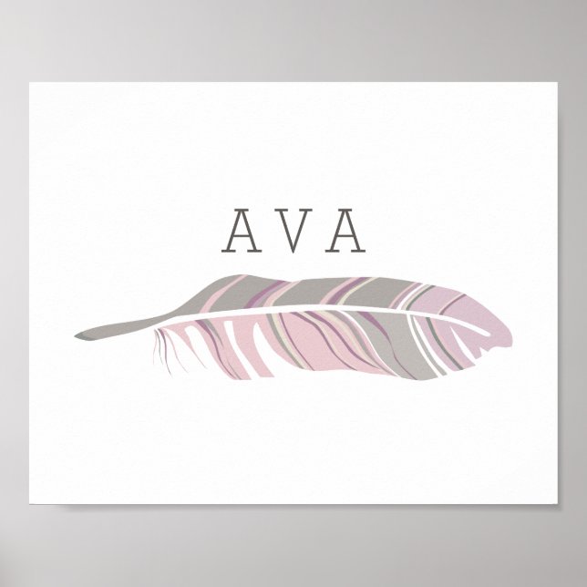 Poster Pluma Rústica | Arte de Parede Personalizada com N (Frente)