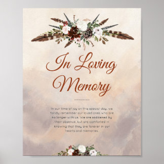 Poster Plumas Rústicas da Floresta e Flora em Flor