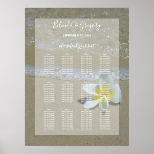 Poster Plumeria Frangipani On Sand Wedding Seating Chart