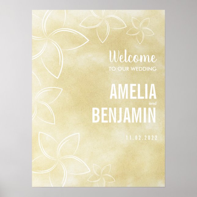 Poster Plumeria Wedding Sign (Frente)