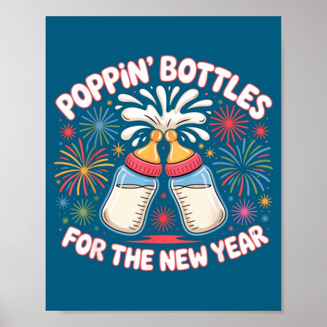 Poster Pn Bottles For The New Year Funny Baby Milk Toast  (Frente)