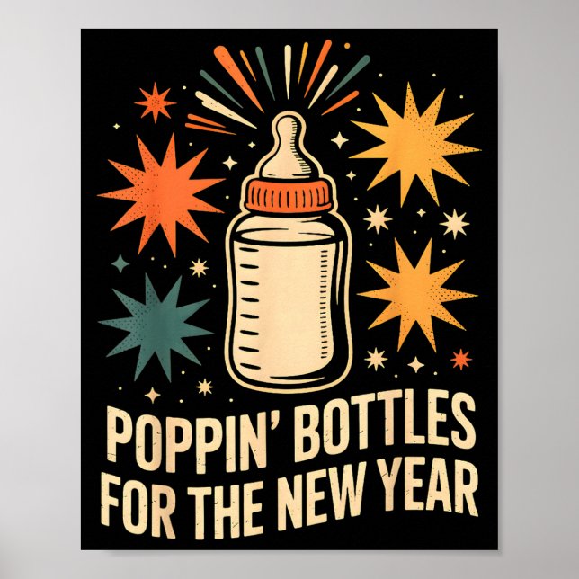 Poster Pn Bottles For The New Year Happy New Year Mother  (Frente)