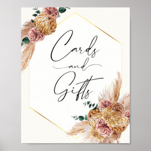 Poster Po Boho Pampas Grama Ramo Seco Cartões e Presentes