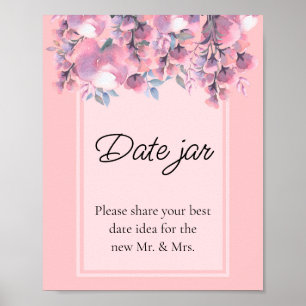 Poster Pó Floral Outonal Rosa Empoeirado jar de datas chá