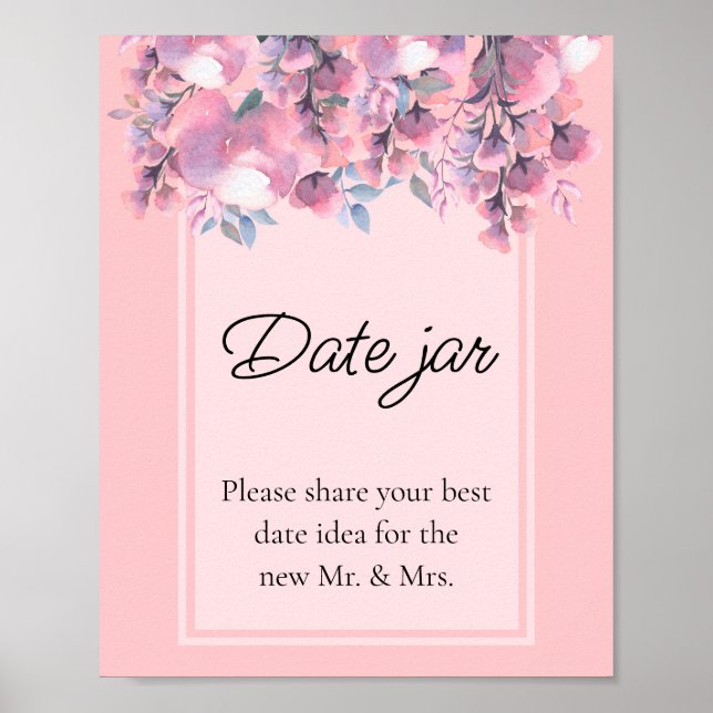 Poster Pó Floral Outonal Rosa Empoeirado jar de datas chá (Frente)