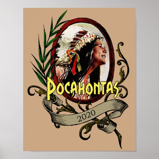 Poster Pocahontas Elizabeth Warren 2020 Eleição (Frente)