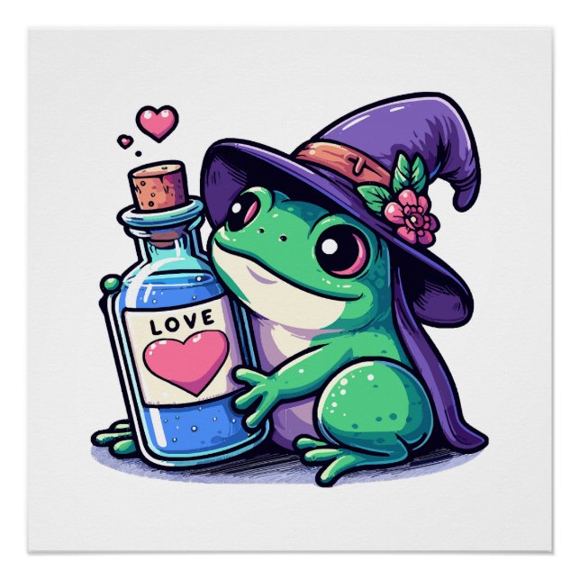 Póster Poção de amor kawaii de bruxa (Frente)