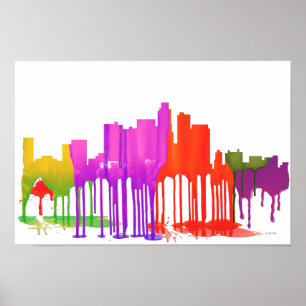 PÓSTER POÇAS DA SKYLINE DE LOS ANGELES, CALIFÓRNIA -